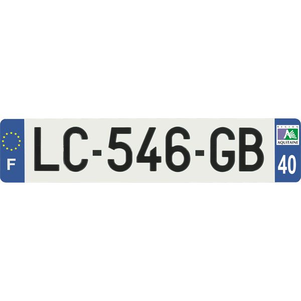 Plaque immatriculation alu Hybride 520 x 110 mm département 40