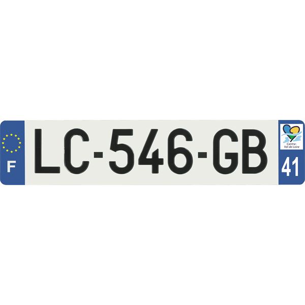 Plaque immatriculation alu Hybride 520 x 110 mm département 41