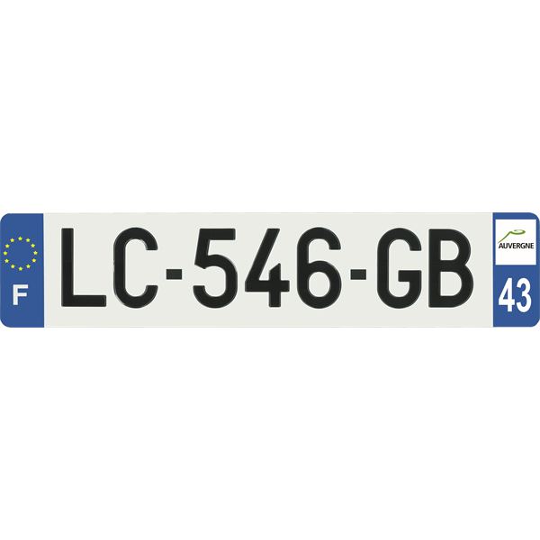 Plaque immatriculation alu Hybride 520 x 110 mm département 43