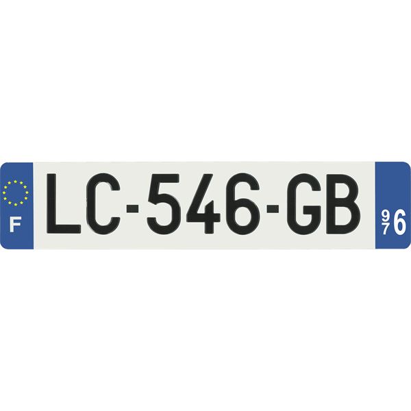 Plaque immatriculation alu Hybride 520 x 110 mm département 976