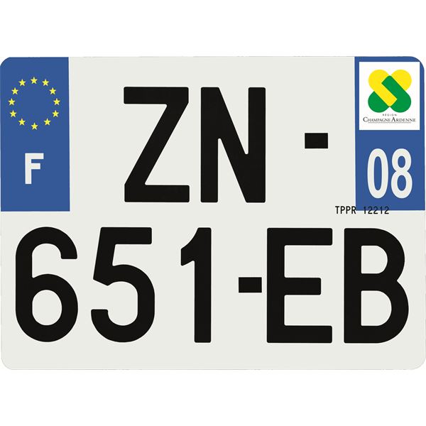 Plaque immatriculation Hybride 275 x 200 mm département 08
