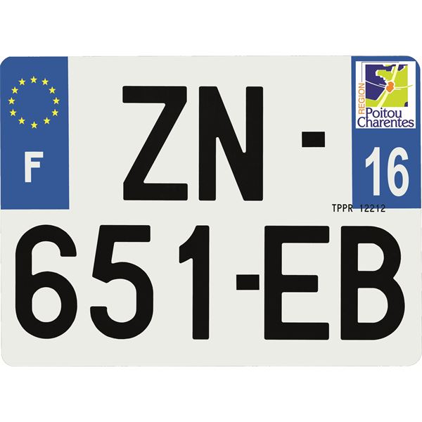 Plaque immatriculation Hybride 275 x 200 mm département 16