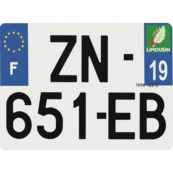 Plaque immatriculation Hybride 275 x 200 mm département 19