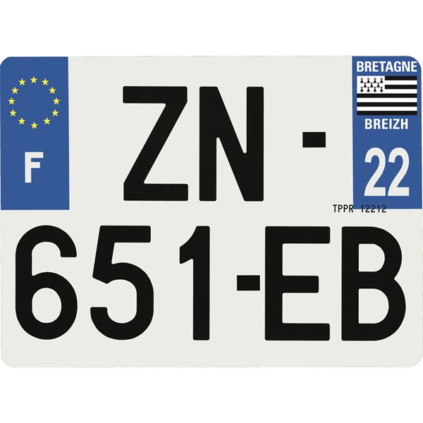 Plaque immatriculation Hybride 275 x 200 mm département 22