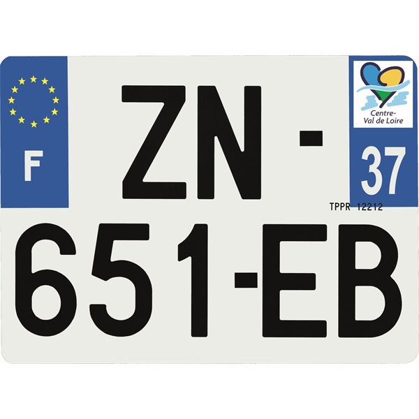 Plaque immatriculation Hybride 275 x 200 mm département 37