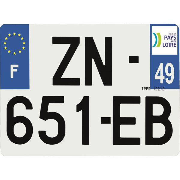 Plaque immatriculation Hybride 275 x 200 mm département 49