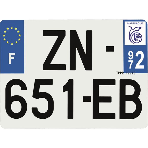 Plaque immatriculation Hybride 275 x 200 mm département 972