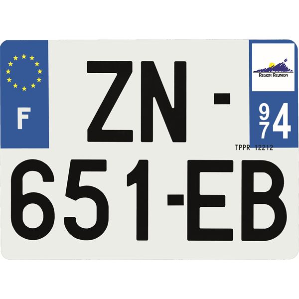 Plaque immatriculation Hybride 275 x 200 mm département 974