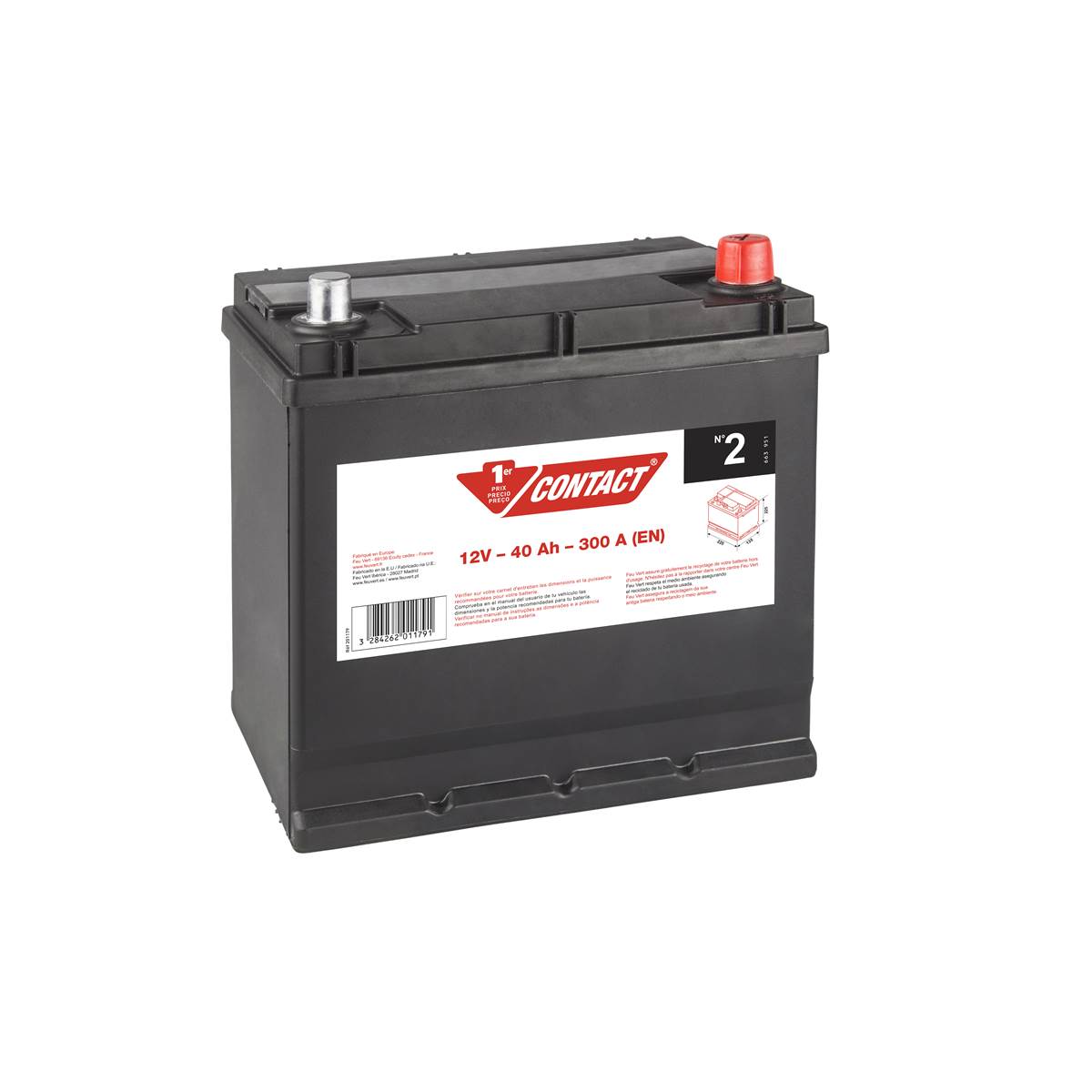 Batterie Voiture Contact N°2 - 40ah / 300a - 12v