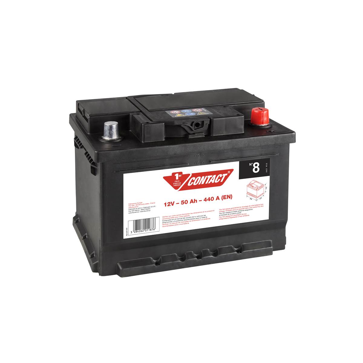Batterie Voiture Contact N°8 - 50ah / 440a - 12v