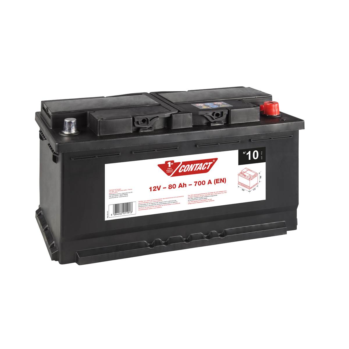 Batterie Voiture Contact N°10 - 80ah / 700a - 12v