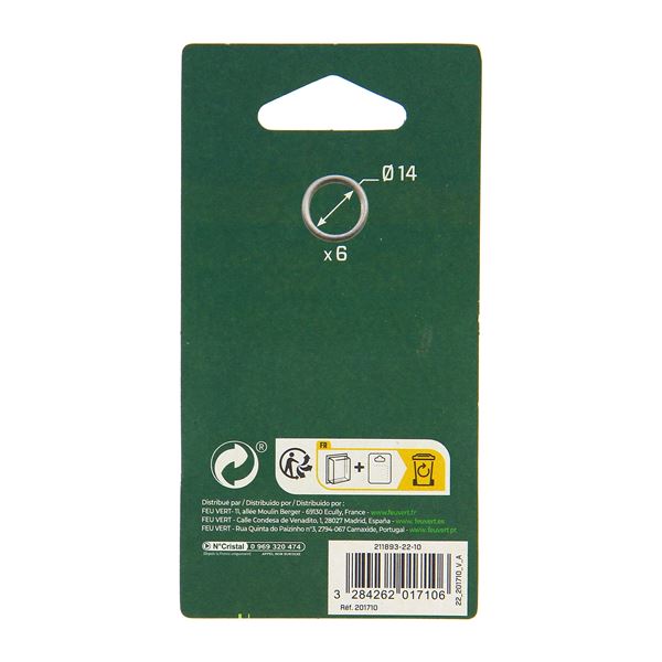 6 Joints de vidange cuivre 14 mm Feu Vert N°93