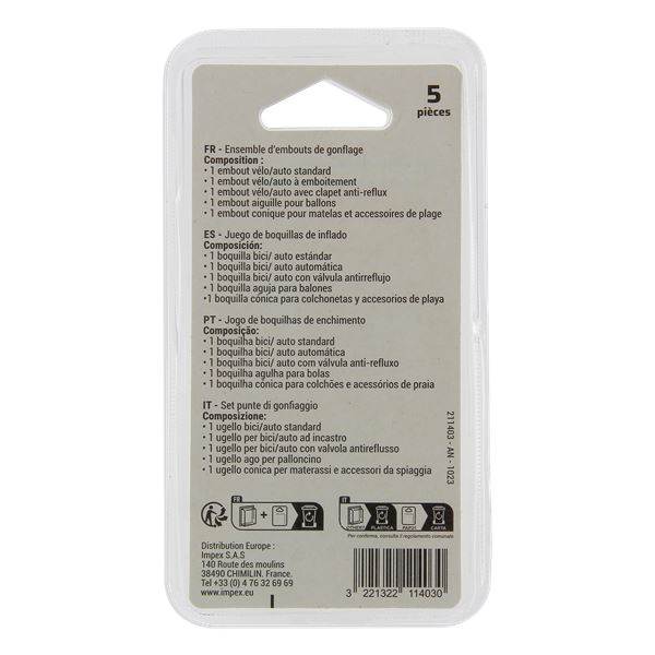 Kit d'embouts de gonflage 5 pièces
