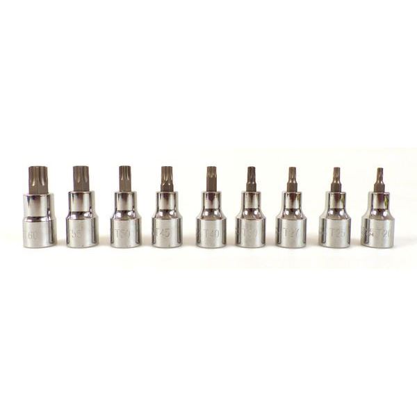 Jeu de 9 douilles étoiles mâles 1/2 pouce PRECISION STEEL