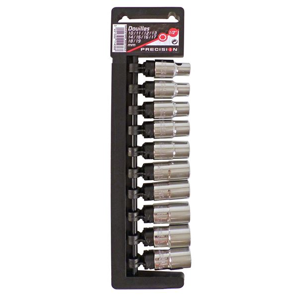 Jeu de 10 Douilles Hexagonales 10 à 19 1/2 pouce PRECISION STEEL