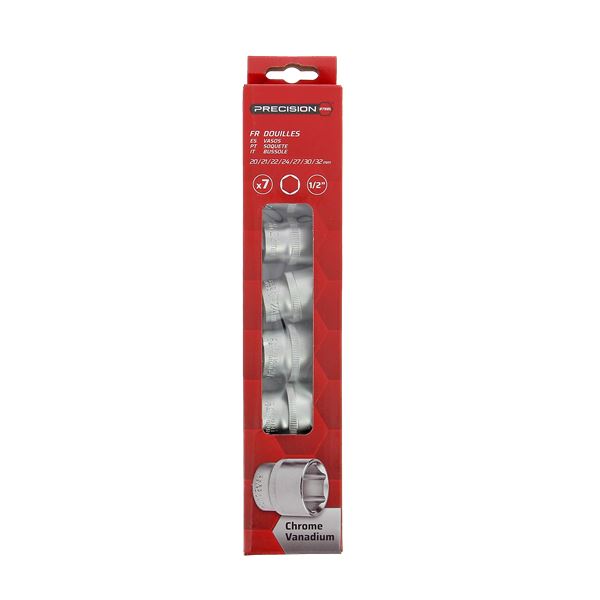 Jeu de 7 Douilles Hexagonales 20 à 32 1/2 pouce PRECISION STEEL