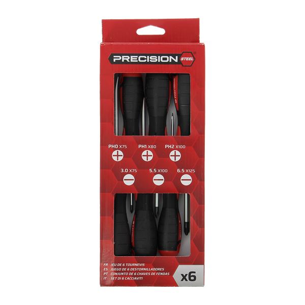 Jeu de 6 tournevis PRECISION STEEL