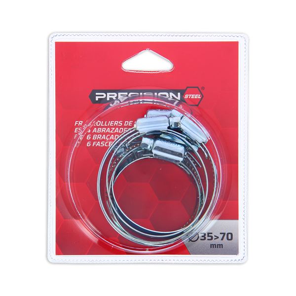 Jeu de 6 Colliers de serrage 35 à 70 mm PRECISION STEEL