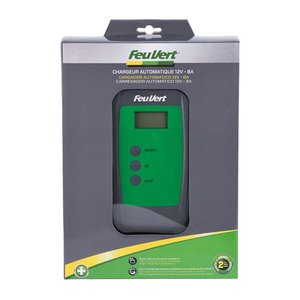 Chargeur de batterie automatique FEU VERT 12 VOLTS 8 AMPERES