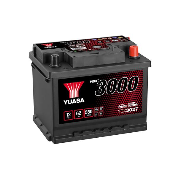 BATTERIE VOITURE YUASA YBX3027 - 62AH / 550A - 12V