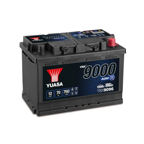 BATTERIE VOITURE PREMIUM YUASA AGM YBX9096 - 70AH / 760A - 12V