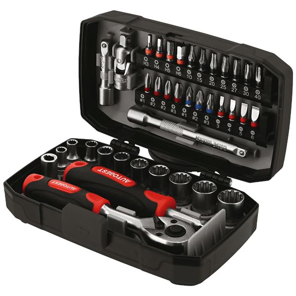 Coffret douilles et tournevis à cliquet 1/4 Autobest