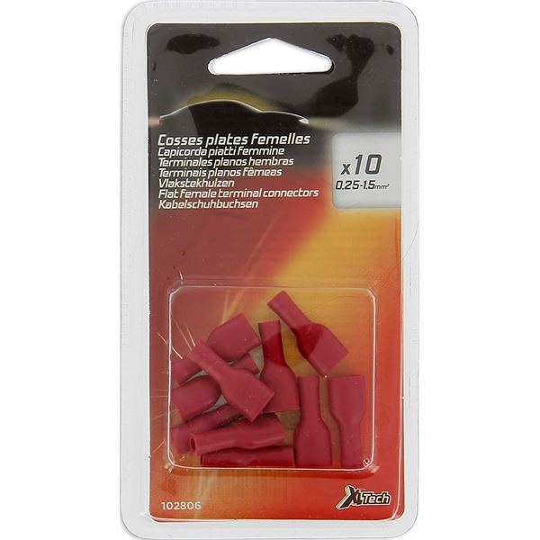 10 Cosses plates femelle gaine rouge XLTECH