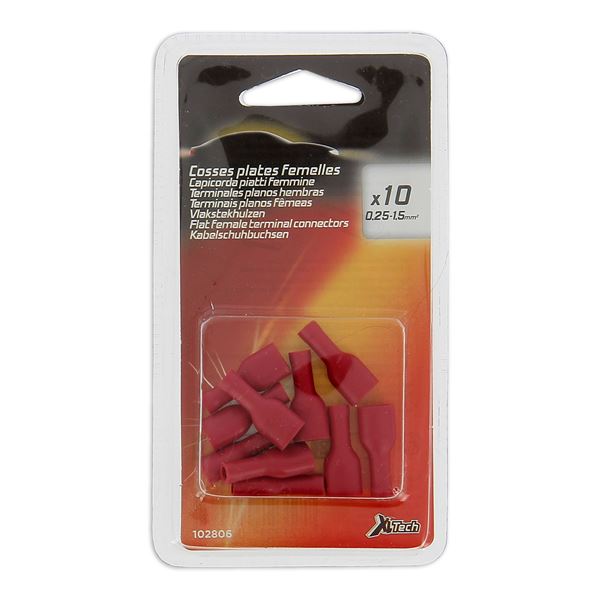 10 Cosses plates femelle gaine rouge XLTECH