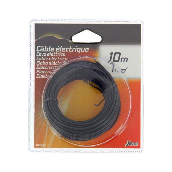 Câble noir 1 mm² x 10 m
