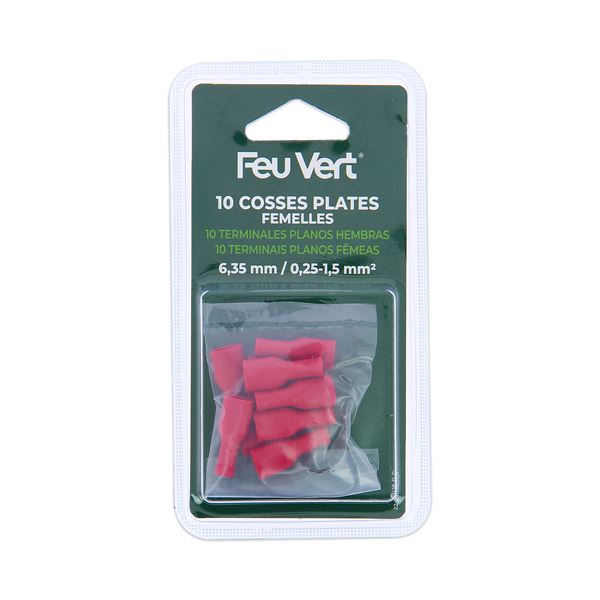 10 Cosses plates femelle gaine rouge Feu Vert
