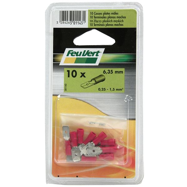 10 cosses plates mâle rouge FEU VERT