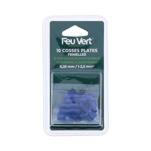 10 Cosses plates femelle gaine bleues Feu Vert