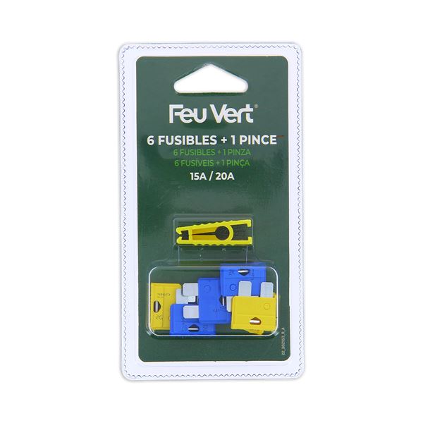 6 Fusibles enfichables 15/20 A Feu Vert