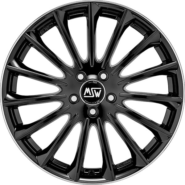 Jante aluminium Msw 17 pouces Noir Brillant Bord Poli