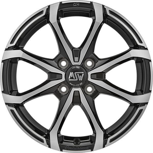 Jante aluminium Msw 14 pouces Noir Brillant Face Polie
