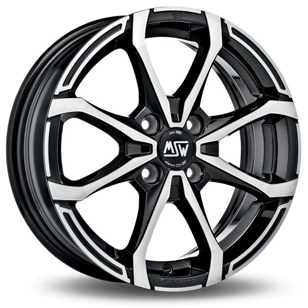 Jante aluminium Msw 16 pouces Noir Brillant Face Polie