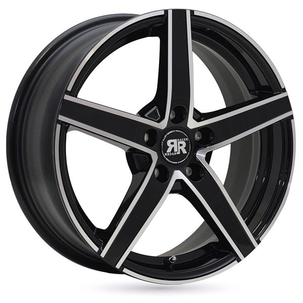 Jante aluminium Racer 14 pouces Noir Brillant Face Polie