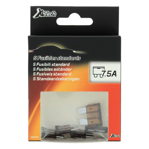 5 fusibles plats standards 7,5 ampères XLTECH