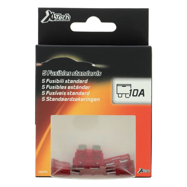 5 fusibles plats standards 10 ampères XLTECH