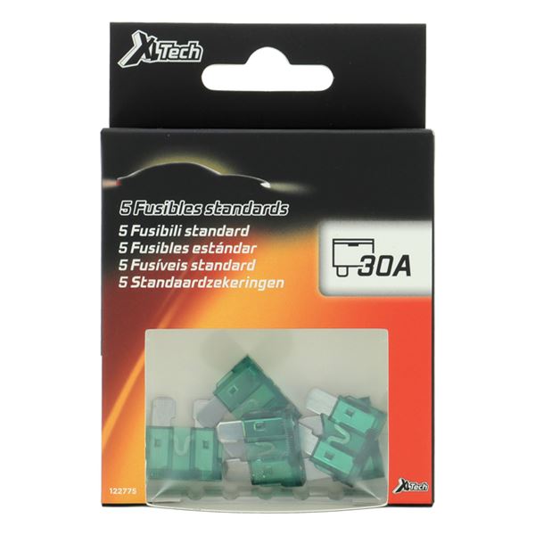 5 fusibles plats standards 30 ampères XLTECH