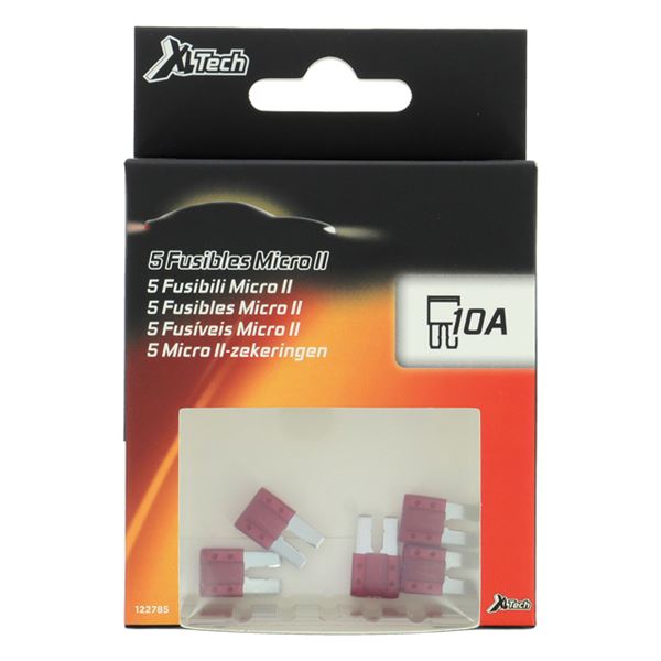5 fusibles plats Micro II 10 ampères XLTECH