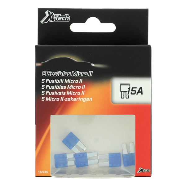 5 fusibles plats Micro II 15 ampères XLTECH
