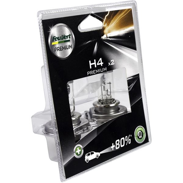 2 ampoules Feu Vert Premium +80% H4