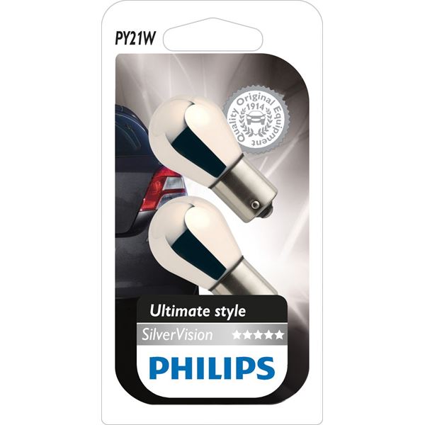 2 ampoules Philips premium argentées PY21W