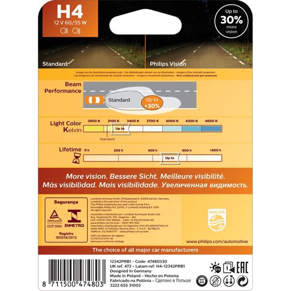 1 ampoule Philips premium Vision H4