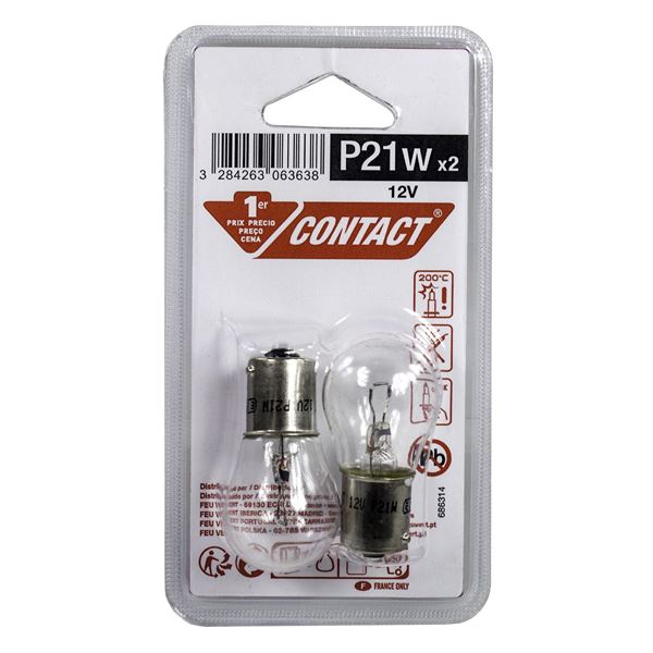 2 ampoules Contact 1er Prix P21W