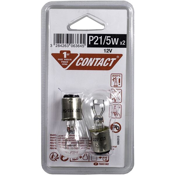 2 ampoules Contact 1er Prix P21/5W