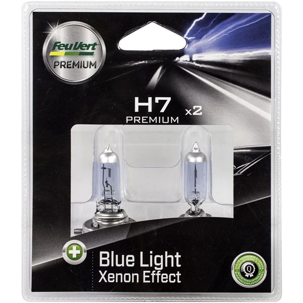 2 ampoules Feu Vert Premium effet Xenon H7