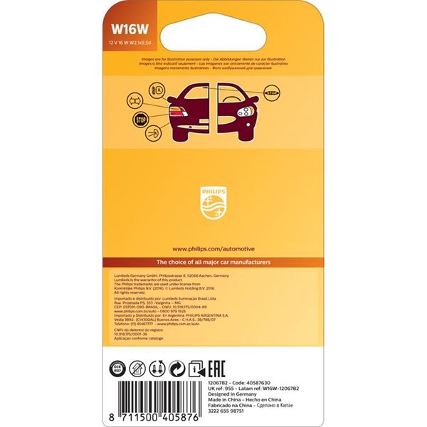 2 ampoules Philips premium W16W