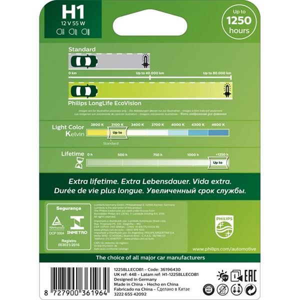 1 ampoule Philips premium Long Life Eco Vision H1